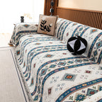 Southwestern Boho Woven Tribal Sofa Cover Blanket, Rustic Farmhouse Couch Throw Cover