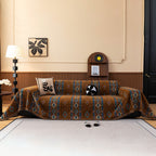 Southwestern Boho Woven Tribal Sofa Cover Blanket, Rustic Farmhouse Couch Throw Cover