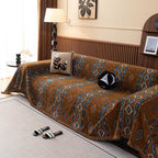 Southwestern Boho Woven Tribal Sofa Cover Blanket, Rustic Farmhouse Couch Throw Cover