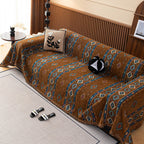 Southwestern Boho Woven Tribal Sofa Cover Blanket, Rustic Farmhouse Couch Throw Cover