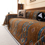 Southwestern Boho Woven Tribal Sofa Cover Blanket, Rustic Farmhouse Couch Throw Cover