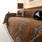 Southwestern Boho Woven Tribal Sofa Cover Blanket, Rustic Farmhouse Couch Throw Cover