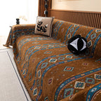 Southwestern Boho Woven Tribal Sofa Cover Blanket, Rustic Farmhouse Couch Throw Cover