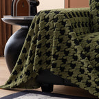Jacquard Fleece Houndstooth Warm Cozy Couch Cover Blanket Decorative Throws for Sofas