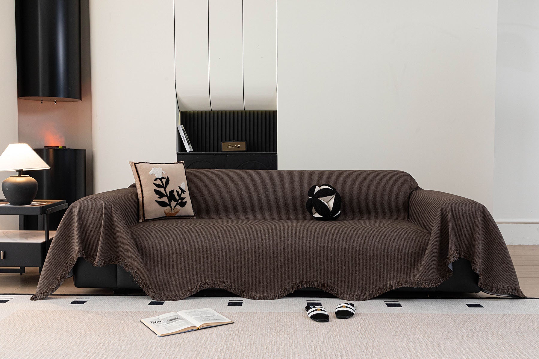 Soft Decorative Throw for Sofa and Loveseat, Textured Sofa Cover Blanket for Couch