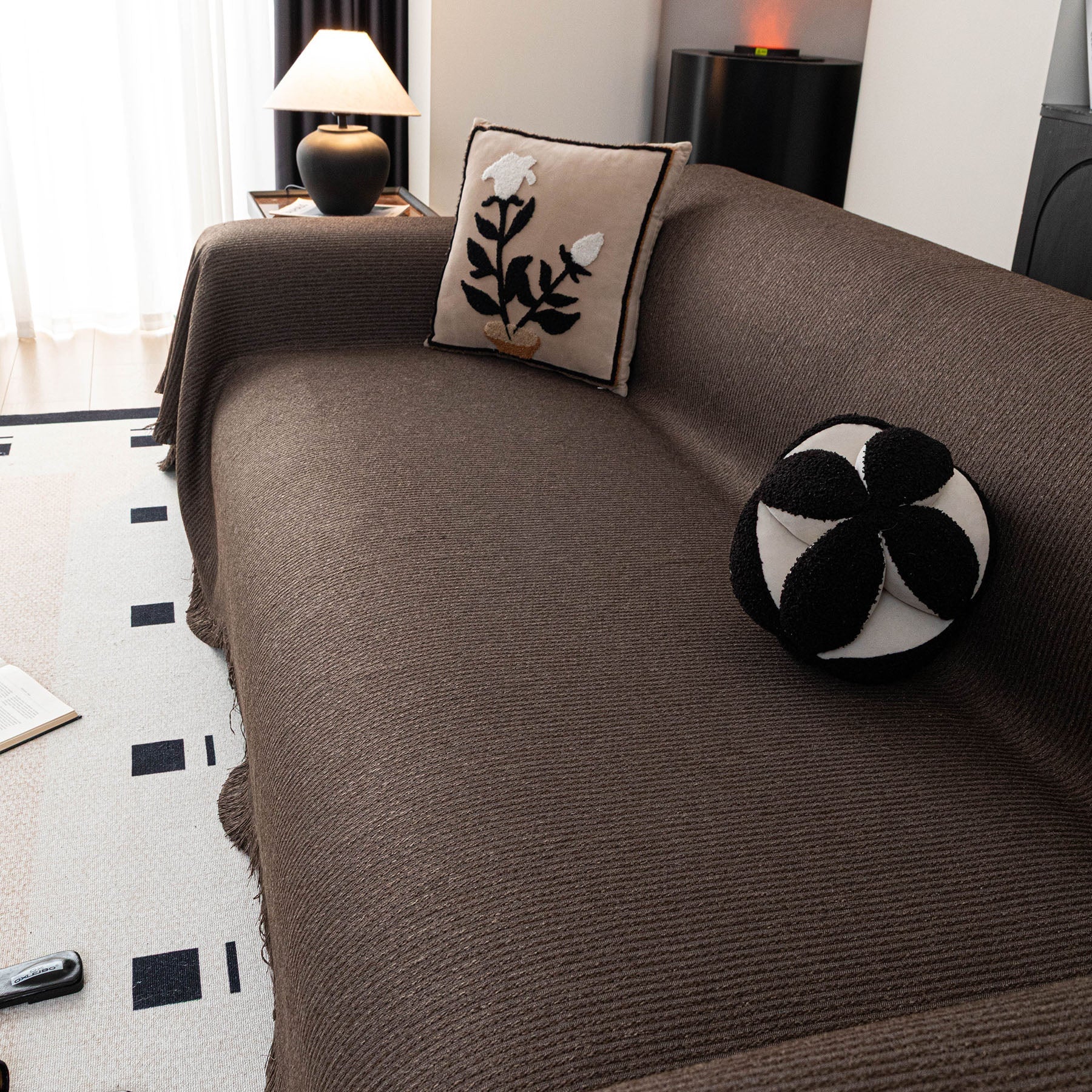 Soft Decorative Throw for Sofa and Loveseat, Textured Sofa Cover Blanket for Couch