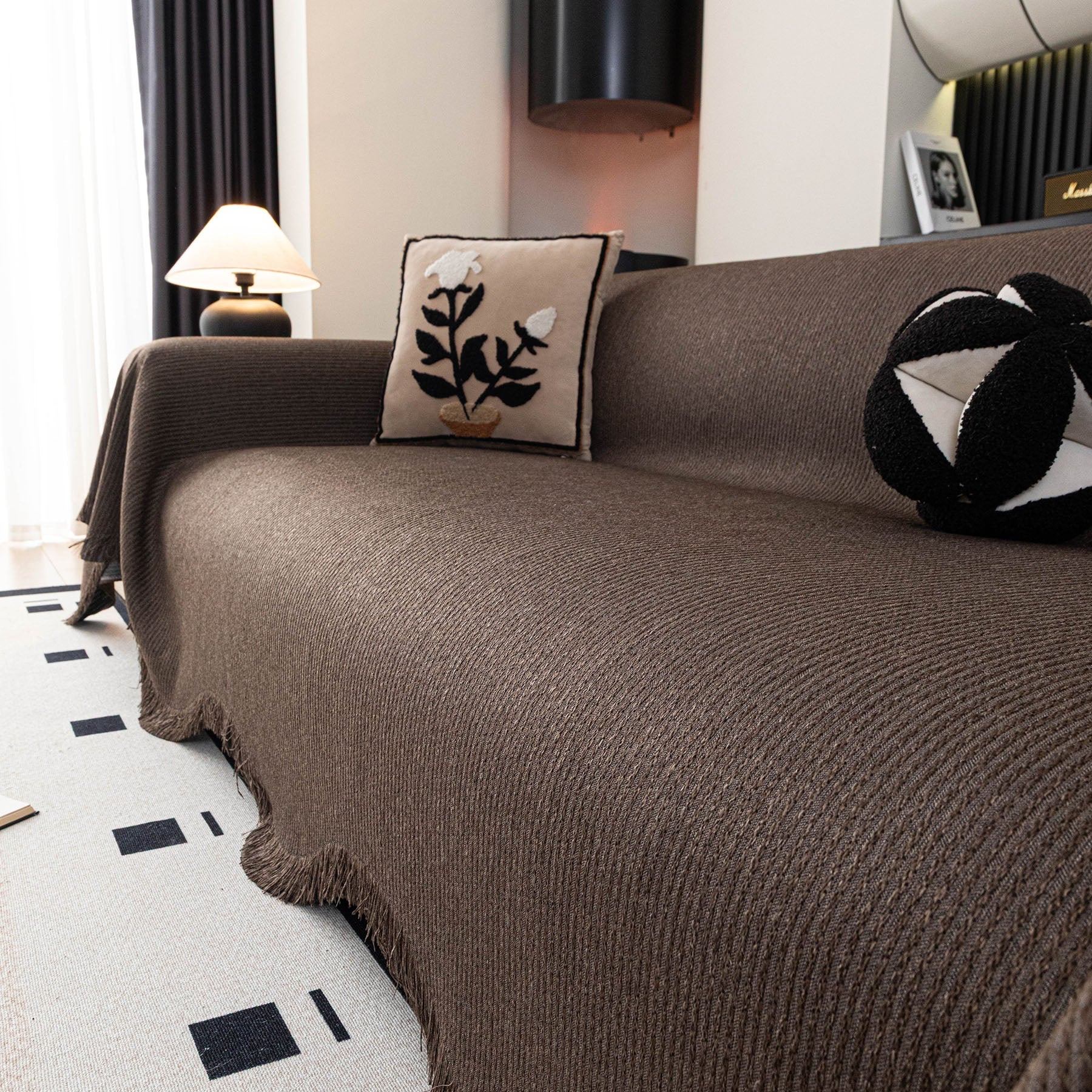 Soft Decorative Throw for Sofa and Loveseat, Textured Sofa Cover Blanket for Couch
