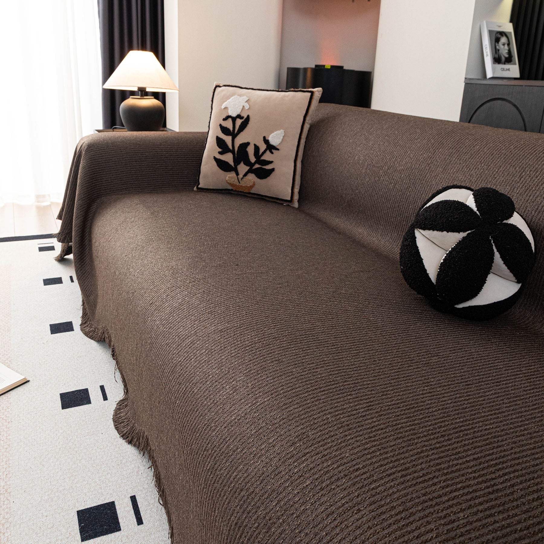 Soft Decorative Throw for Sofa and Loveseat, Textured Sofa Cover Blanket for Couch