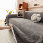 Textured Striped Cozy Couch Cover Throw Blanket with Pom Pom Trim for Sectional Sofa