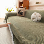 Textured Striped Cozy Couch Cover Throw Blanket with Pom Pom Trim for Sectional Sofa