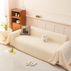 Textured Striped Cozy Couch Cover Throw Blanket with Pom Pom Trim for Sectional Sofa