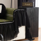Leaf Stripe Sofa Cover with Black Sheer Skirt, Boho Soft Couch Slipcover for Pets