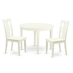 East West Furniture BOLG3-LWH-W 3 Piece Dining Set Contains a Round Kitchen Table and 2 Dining Chairs, 42x42 Inch, Linen White
