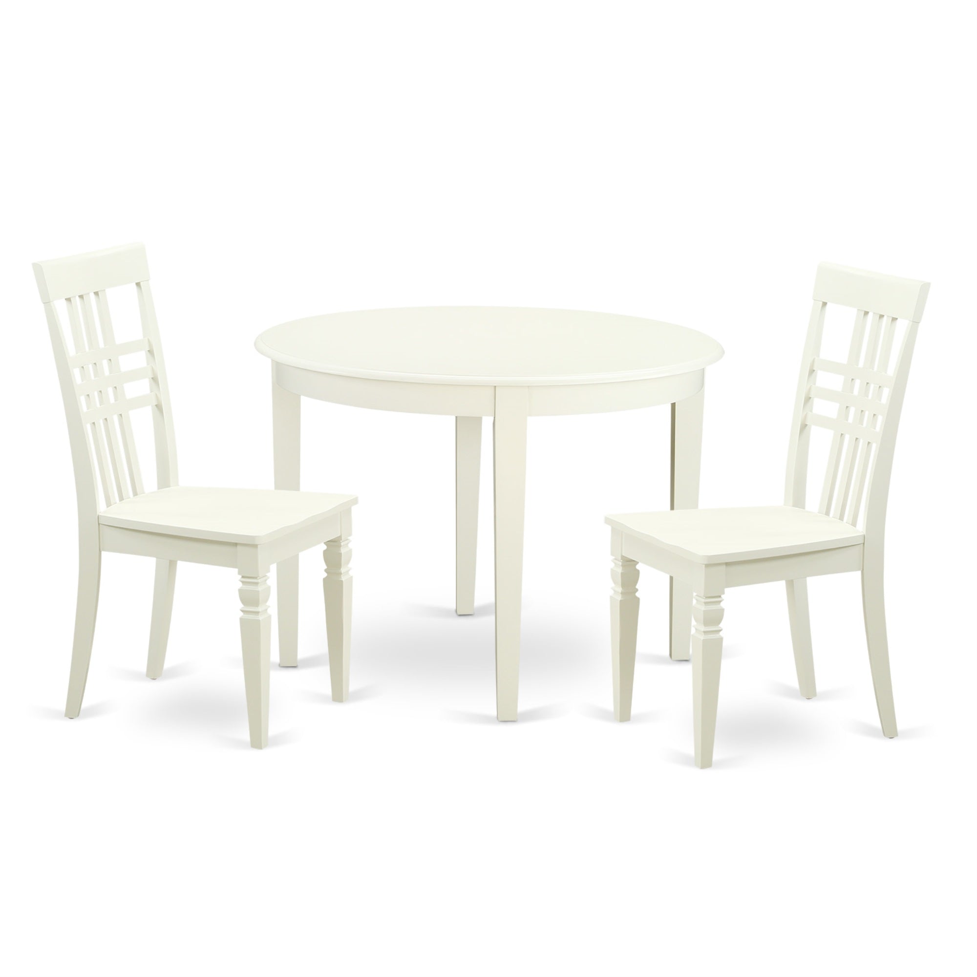 East West Furniture BOLG3-LWH-W 3 Piece Dining Set Contains a Round Kitchen Table and 2 Dining Chairs, 42x42 Inch, Linen White