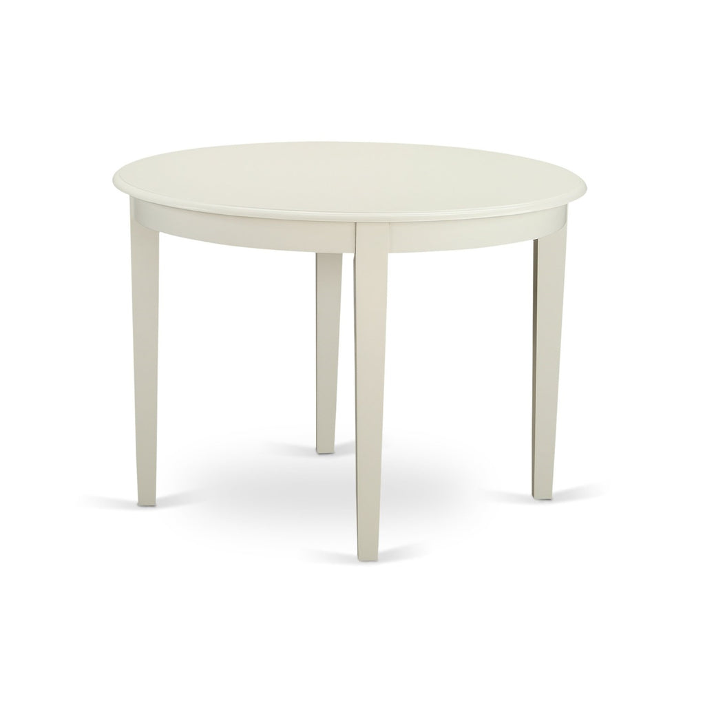 East West Furniture BOLG5-LWH-W 5 Piece Dining Table Set for 4 Includes a Round Kitchen Table and 4 Dinette Chairs, 42x42 Inch, Linen White