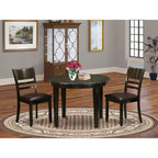 East West Furniture BOLY3-CAP-LC 3 Piece Dining Room Table Set Contains a Round Kitchen Table and 2 Faux Leather Upholstered Dining Chairs, 42x42 Inch, Cappuccino
