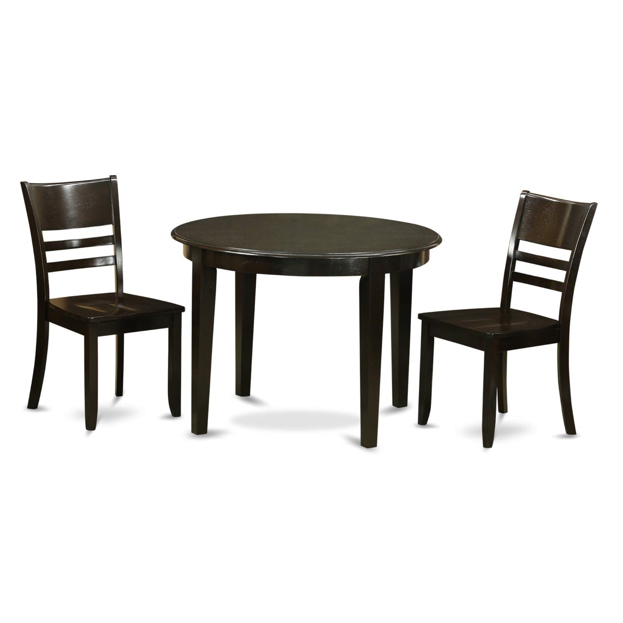 East West Furniture BOLY3-CAP-W 3 Piece Dining Room Table Set Contains a Round Wooden Table and 2 Kitchen Dining Chairs, 42x42 Inch, Cappuccino