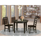East West Furniture BOPF3-CAP-W 3 Piece Dining Room Table Set Contains a Round Kitchen Table and 2 Dining Chairs, 42x42 Inch, Cappuccino
