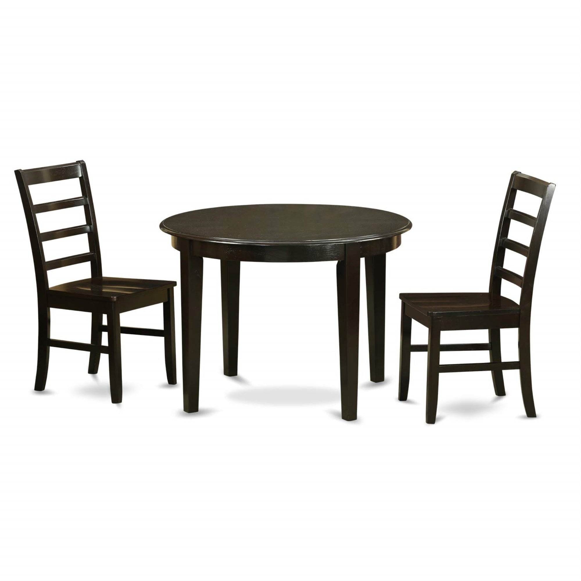 East West Furniture BOPF3-CAP-W 3 Piece Dining Room Table Set Contains a Round Kitchen Table and 2 Dining Chairs, 42x42 Inch, Cappuccino