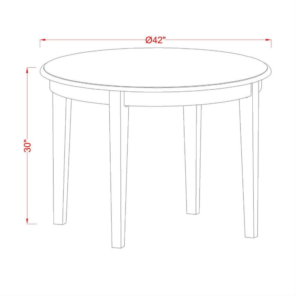 East West Furniture BOPF5-CAP-C 5 Piece Dining Room Table Set Includes a Round Wooden Table and 4 Linen Fabric Kitchen Dining Chairs, 42x42 Inch, Cappuccino