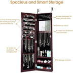 2-in-1 Dark Brown Wall or Door Mounted Jewelry Organizer Full Length Mirror