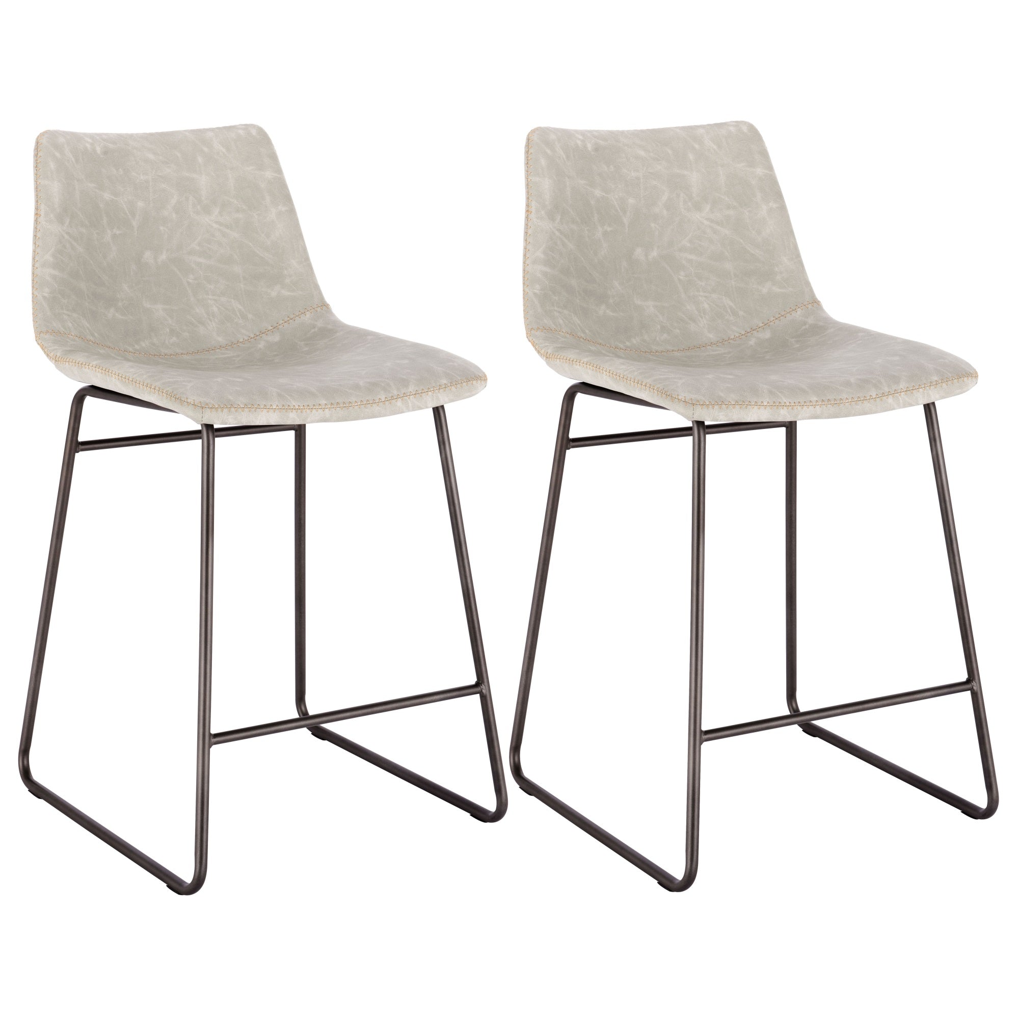 AmeriHome Classic Faux Leather 24 inch Counter Height Chair Set  Stone