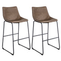 AmeriHome Classic Faux Leather Bar Chair Set  Coffee