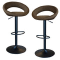 AmeriHome BSLTFSET Classic Relaxed Latte Brown Fabric Bar Stool Set