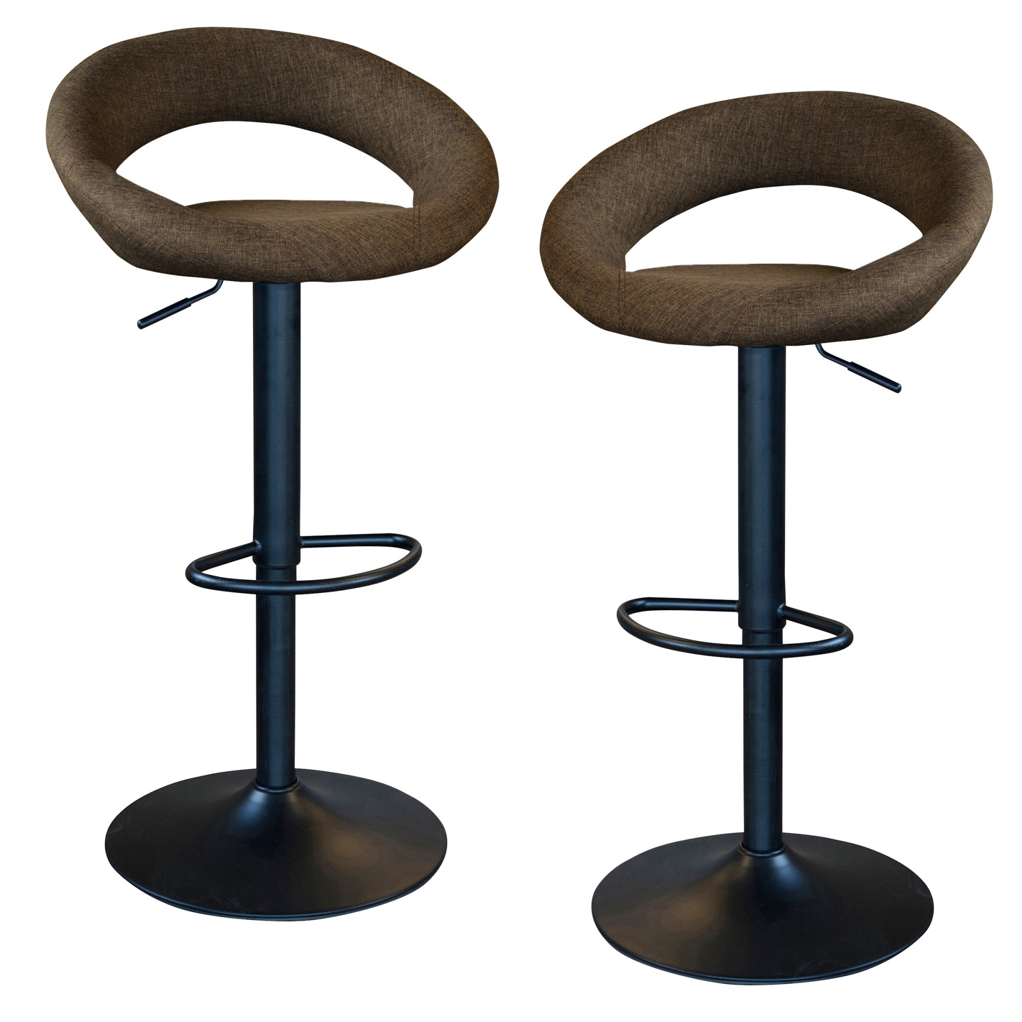 AmeriHome BSLTFSET Classic Relaxed Latte Brown Fabric Bar Stool Set
