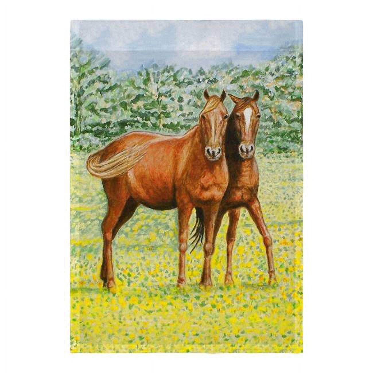 Betsy Drake Fl057 Two Horses Flag - 12.5 X 18 In.