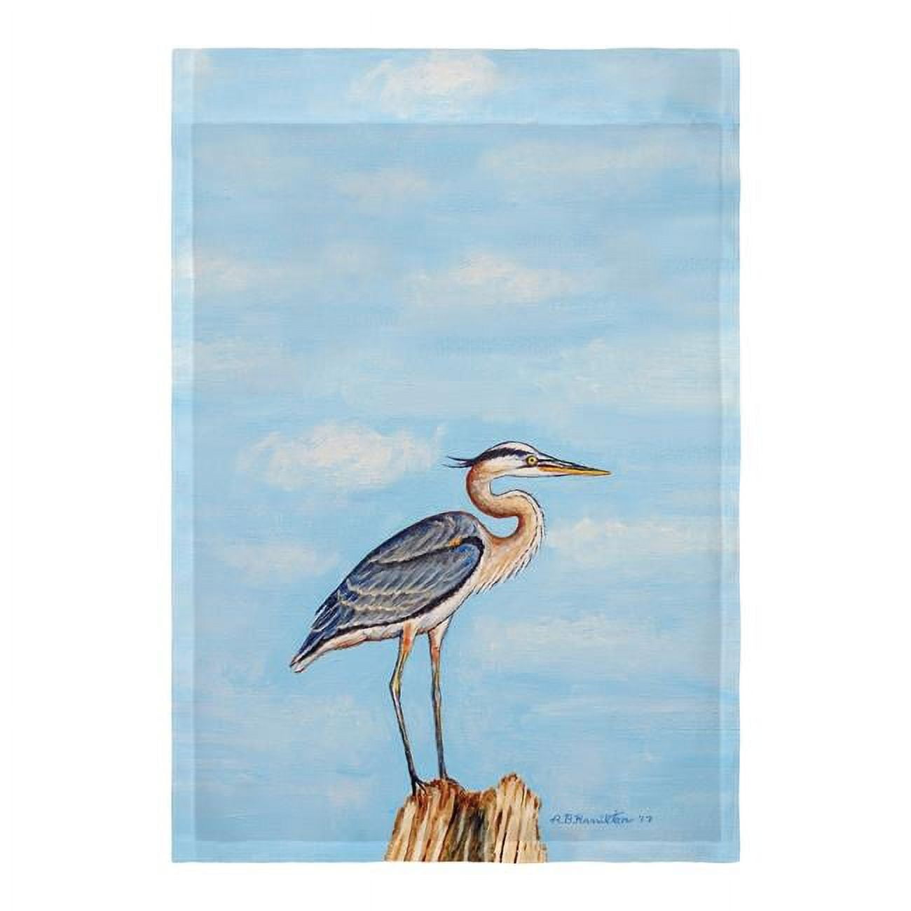 Betsy Drake Fl627 Blue Heron On Stump Flag - 12.5 X 18 In.
