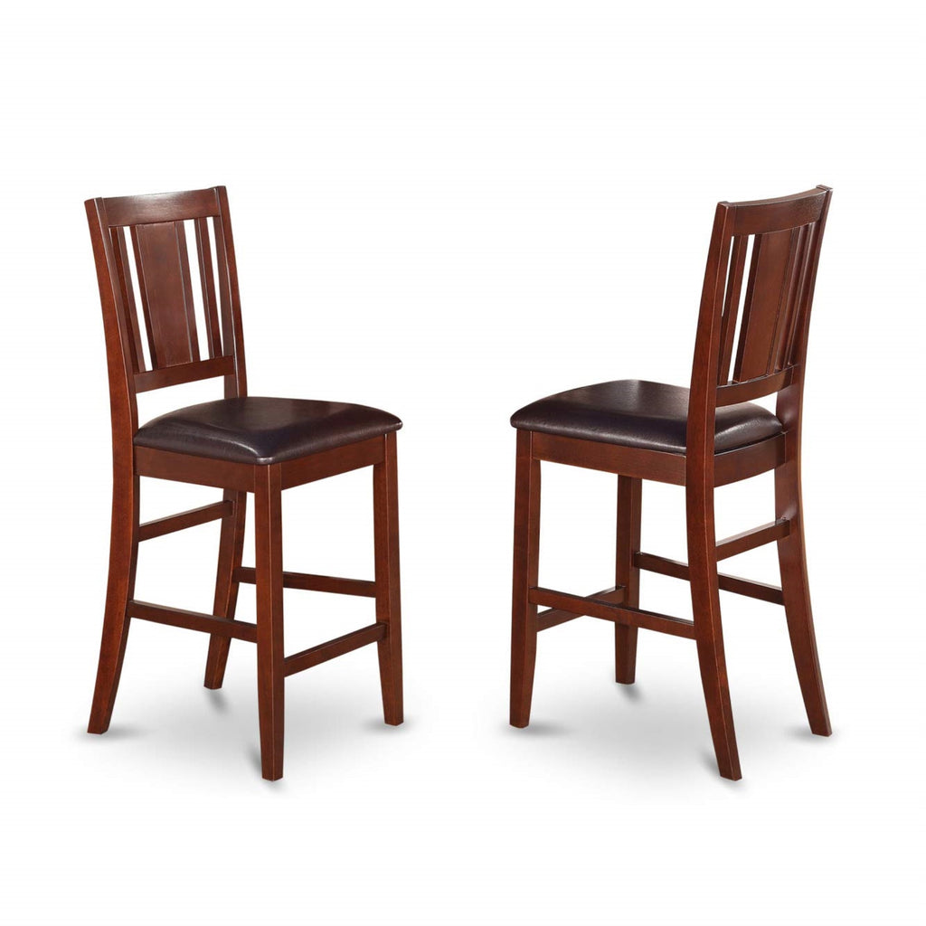 East West Furniture BUCK5-MAH-LC 5 Piece Counter Height Dining Table Set Includes a Rectangle Kitchen Table and 4 Faux Leather Dining Room Chairs, 30x48 Inch, Mahogany