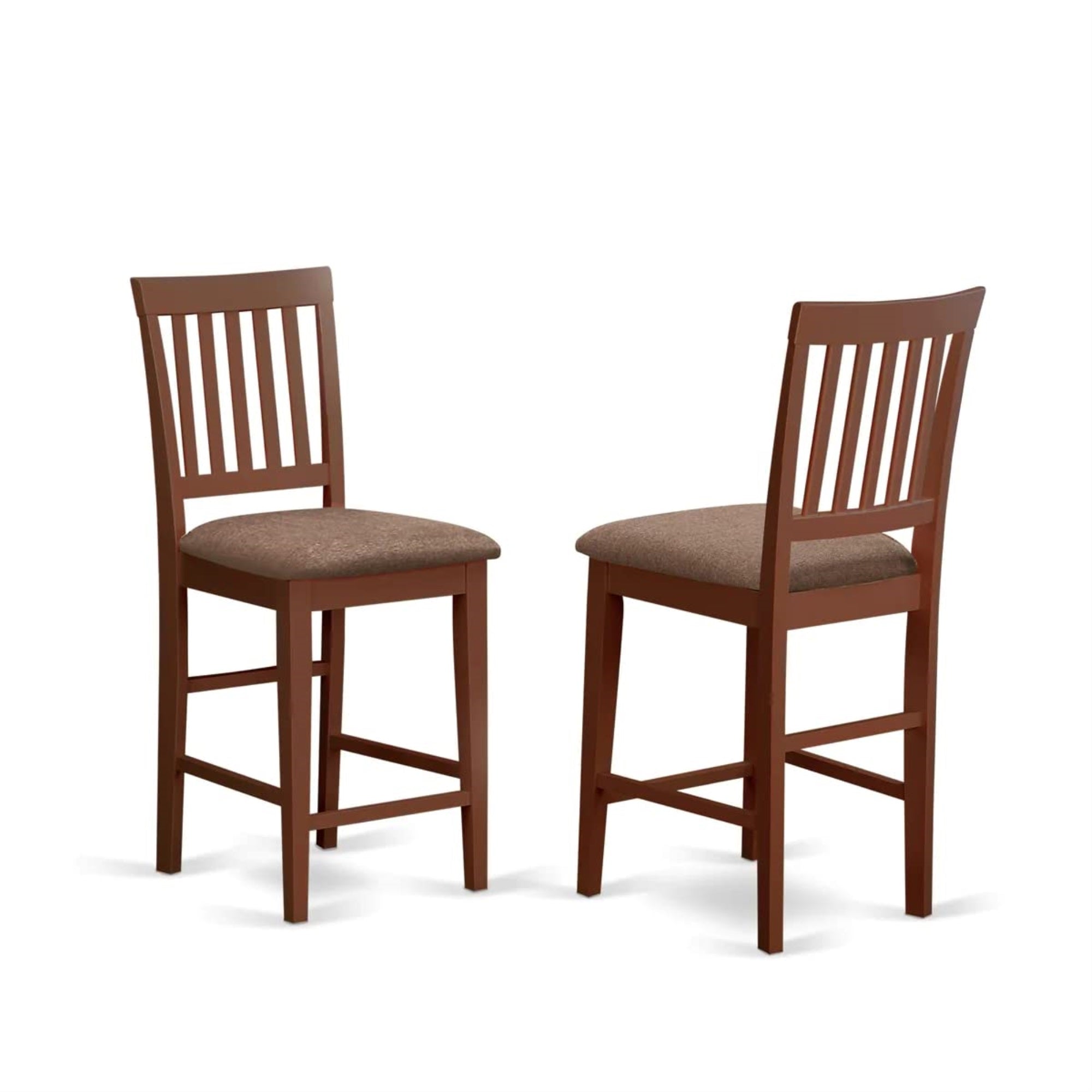 East West Furniture BUVN5-MAH-C Buckland 5 Piece Counter Height Pub Set Includes a Rectangle Table and 4 Linen Fabric Dining Room Chairs, 30x48 Inch, Mahogany