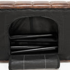 Mid-Century Modern Bedroom Bench with Brown PU Leather Seat and Tapered Legs