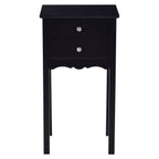 Elegant 2-Drawer End Table Nightstand Side Table in Black Wood Finish