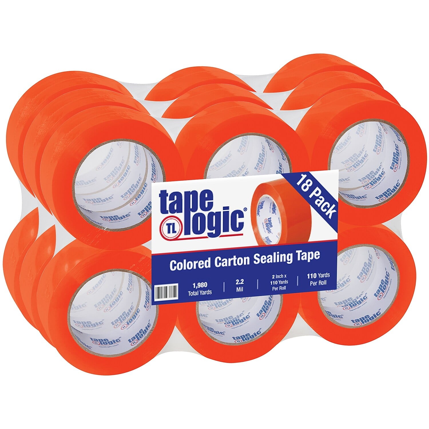 Tape Logic T90222O18Pk 2 In. X 110 Yards Orange Carton Sealing Tape - Pack Of 18