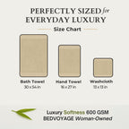 Bamboo Cotton Towel Set - Viscose from Bamboo + Cotton - 3pc - Champagne