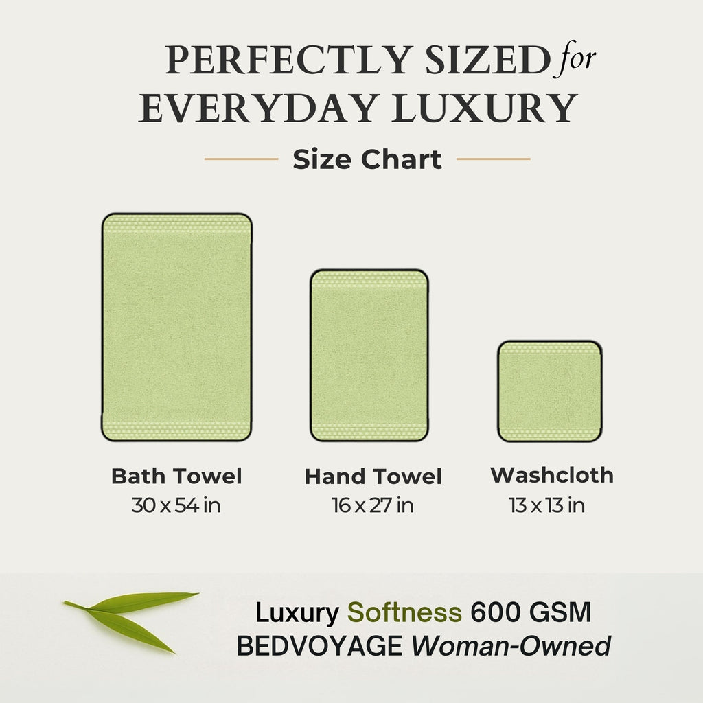 Bamboo Cotton Towel Set - Viscose from Bamboo + Cotton - 8pc - Sage