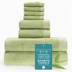 Bamboo Cotton Towel Set - Viscose from Bamboo + Cotton - 8pc - Sage