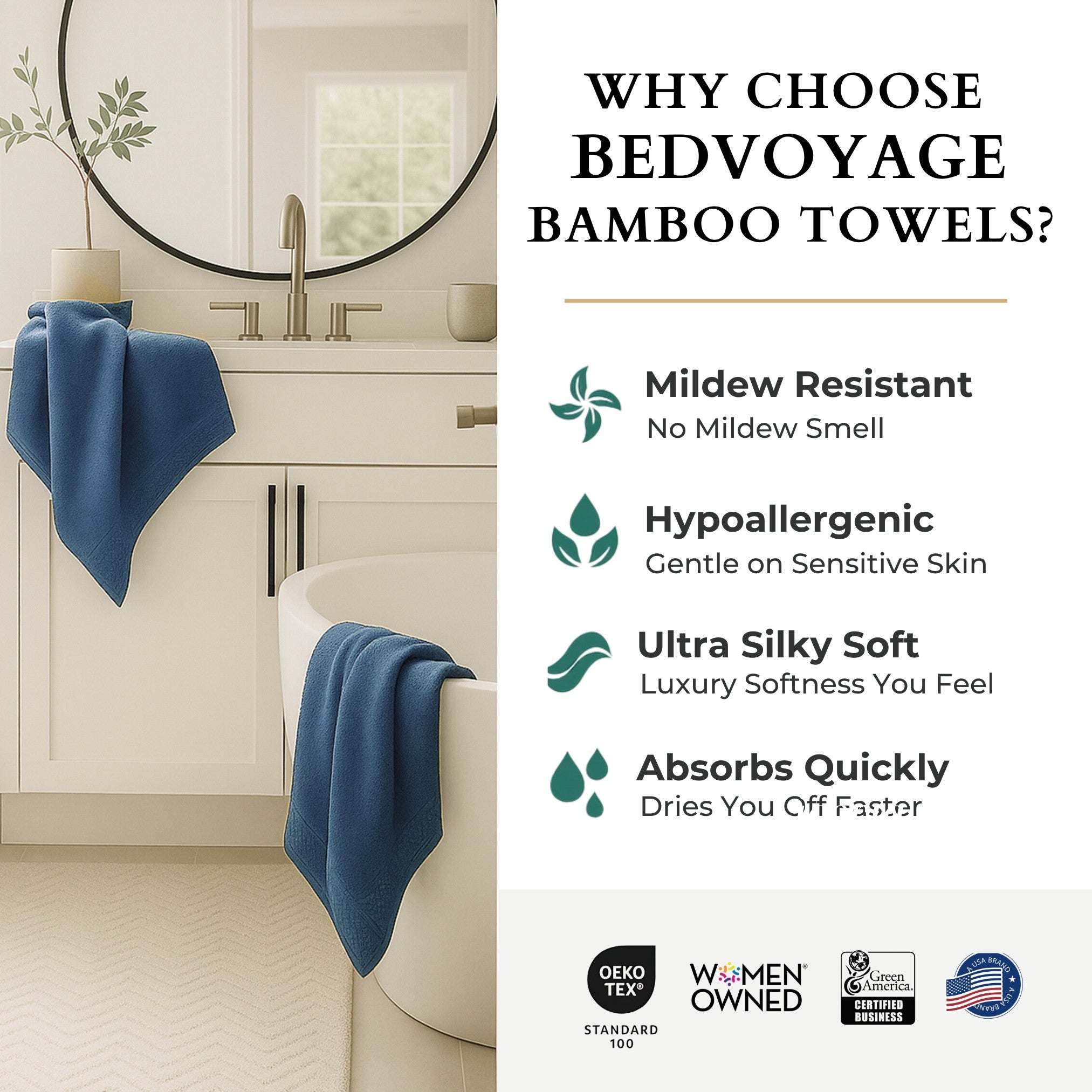 Bamboo Cotton Bath Towel - Viscose from Bamboo + Cotton - Indigo