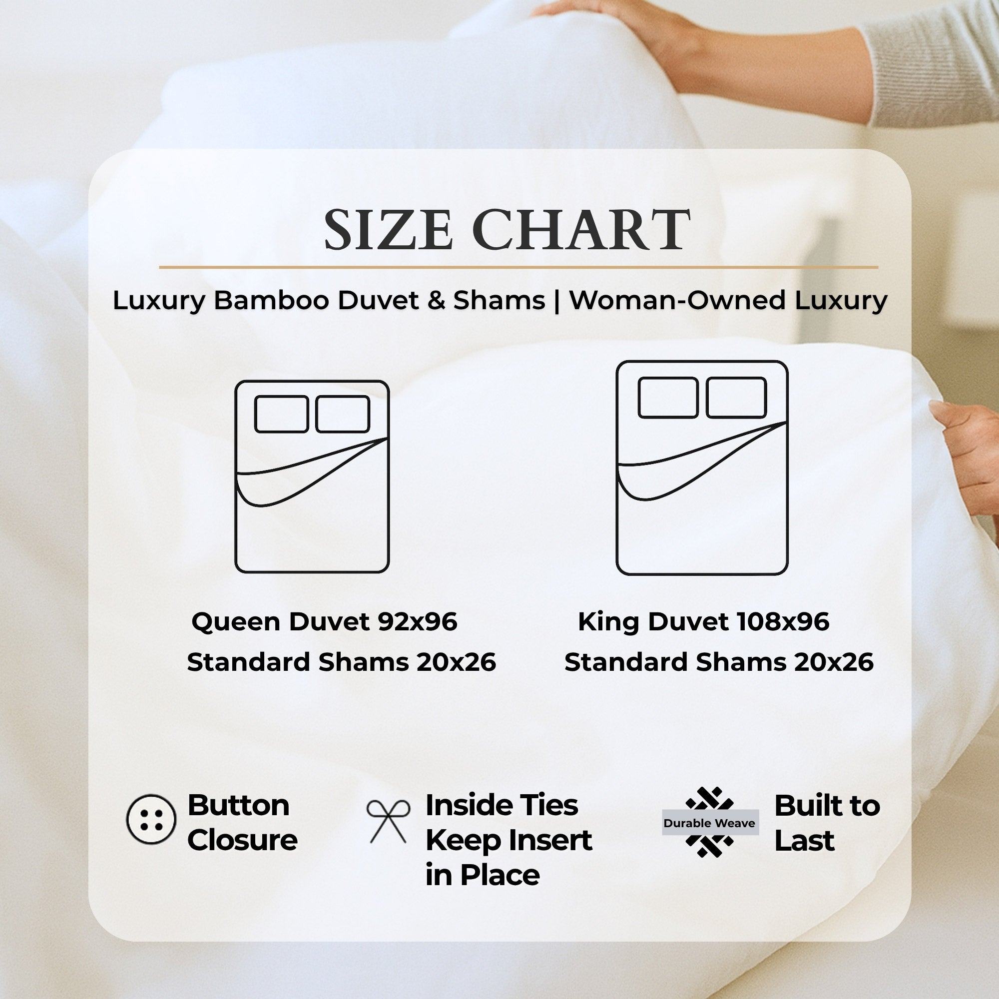 Bamboo Duvet Cover Set - 100% Viscose from Bamboo - 3pc- Damask