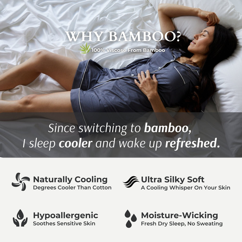 Cooling Bamboo Duvet Cover Set - 100% Viscose from Bamboo - 3pc - Indigo