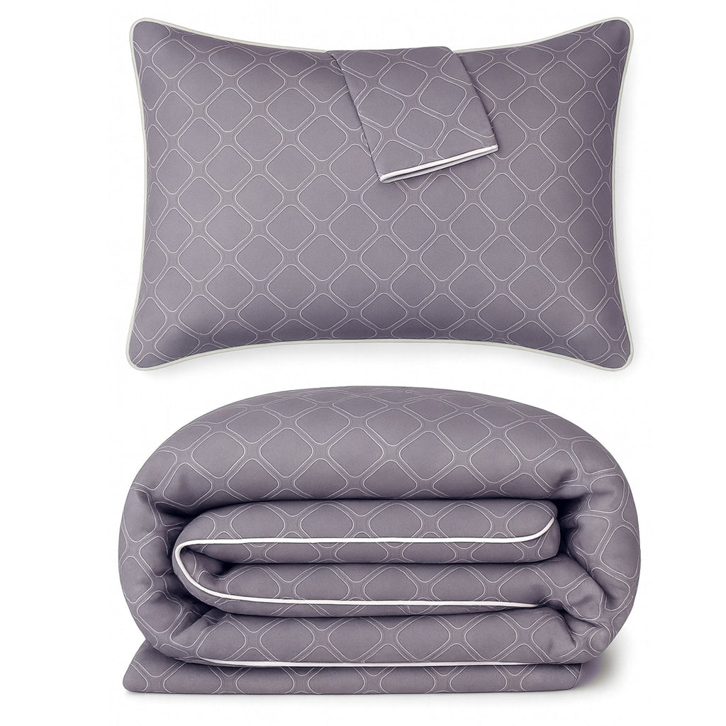 Bamboo Duvet Cover Set - 100% Viscose from Bamboo - 3pc - Platinum Geo