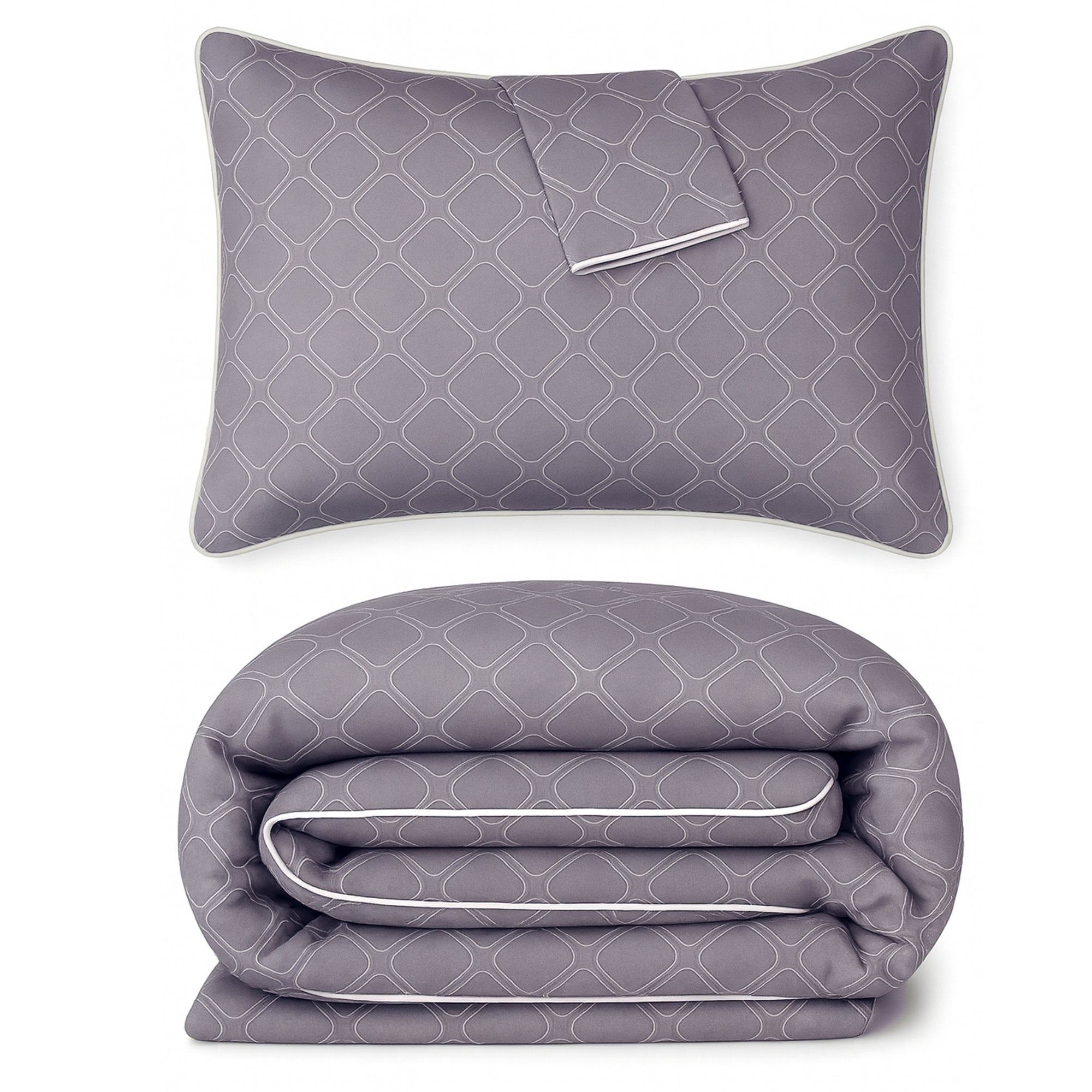 Bamboo Duvet Cover Set - 100% Viscose from Bamboo - 3pc - Platinum Geo