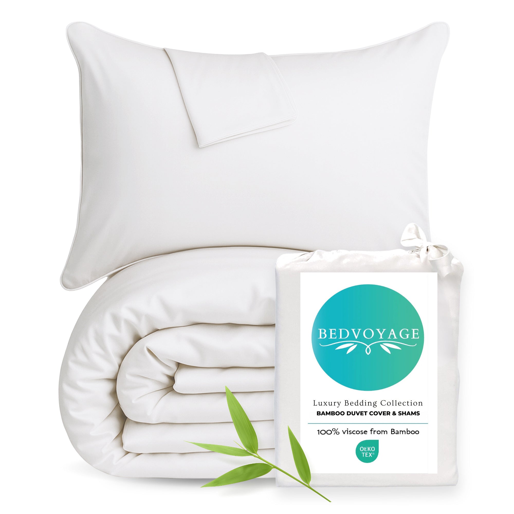 Bamboo Duvet Cover Set - 100% Viscose from Bamboo - 3pc - White