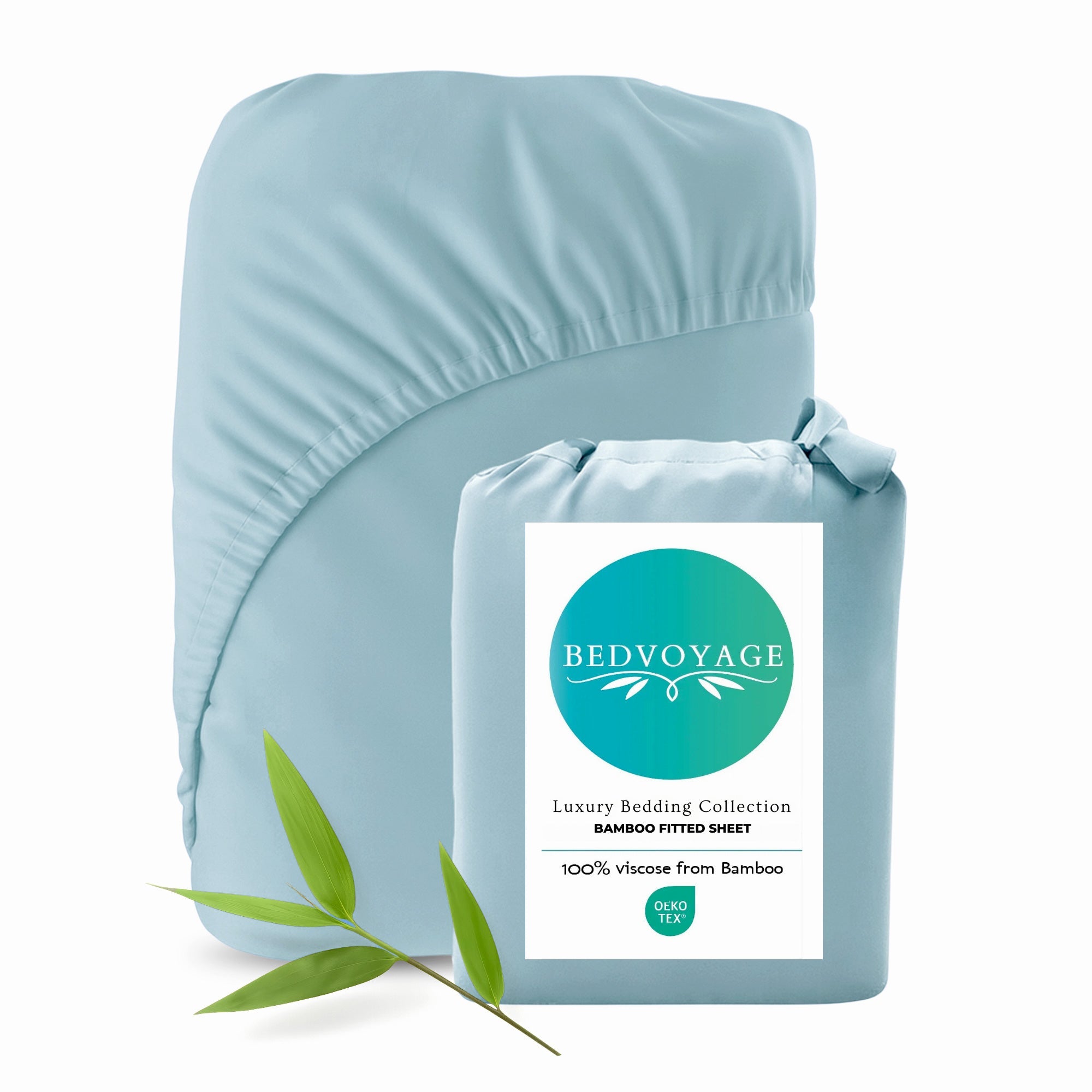 Bamboo Fitted Sheet - 100% Viscose from Bamboo - Sky - FINAL SALE