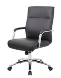 Boss Office Products Modern Caressoftplus Vinyl High Back Conference Executive Chair, Black