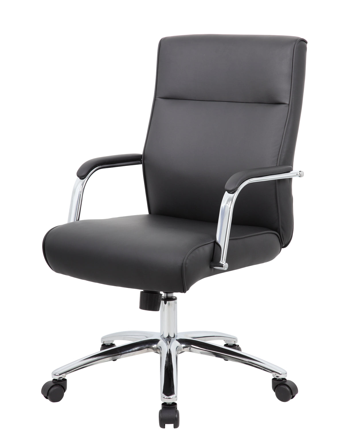 Boss Office Products Modern Caressoftplus Vinyl High Back Conference Executive Chair, Black