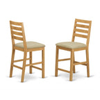 East West Furniture CACF5H-OAK-C 5 Piece Counter Height Dining Set Includes a Rectangle Kitchen Table and 4 Linen Fabric Upholstered Dining Chairs, 36x60 Inch, Oak