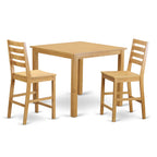 East West Furniture CAFE3-OAK-W 3 Piece Kitchen Counter Set for Small Spaces Contains a Square Dining Room Table and 2 Dining Chairs, 42x42 Inch, Oak